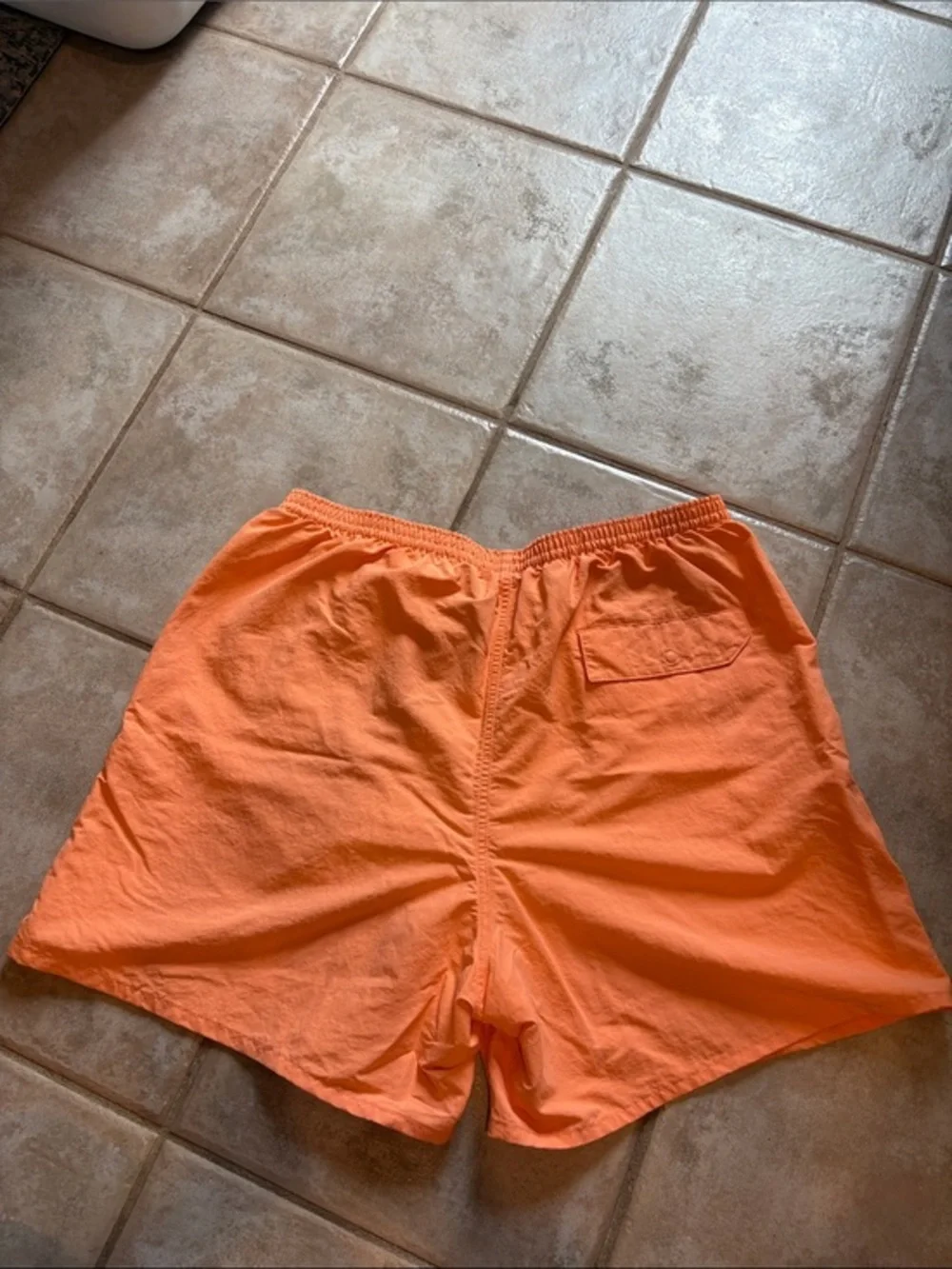 Patagonia Orange Elastic Swim Shorts with Patch Logo